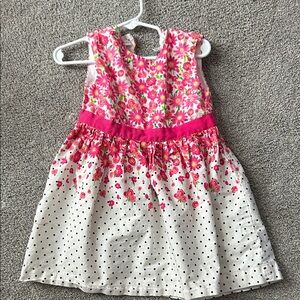Koala Kids Pink Floral and White Polka Dot Dress